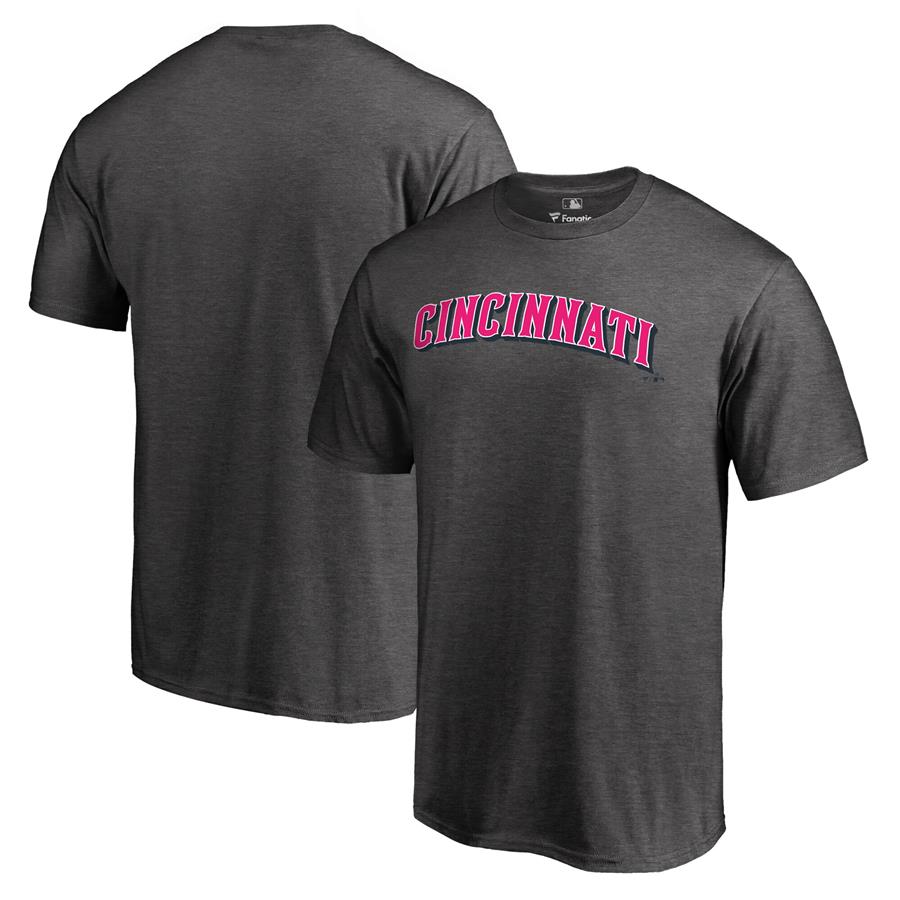 Cincinnati Reds Fanatics Branded 2019 Mother's Day Pink Wordmark T-Shirt - Heather Gray