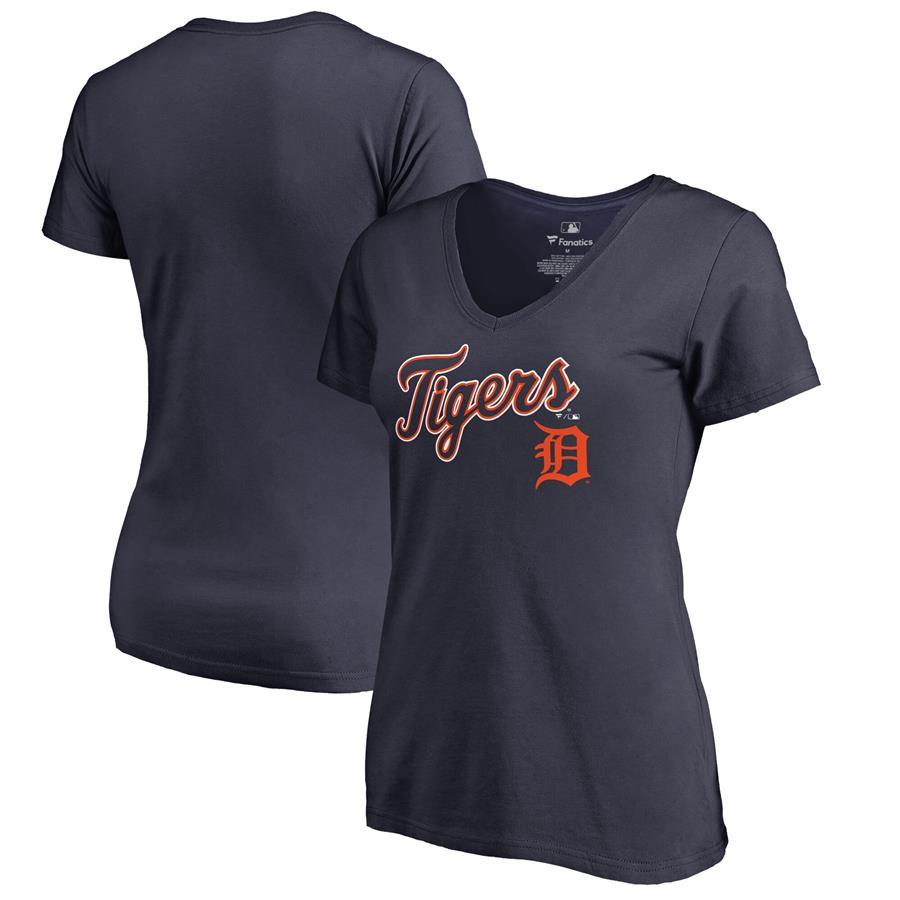 Detroit Tigers Fanatics Branded Women's Team Lockup T-Shirt - Navy