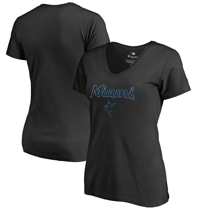 Miami Marlins Fanatics Branded Women's Team Lockup T-Shirt - Black