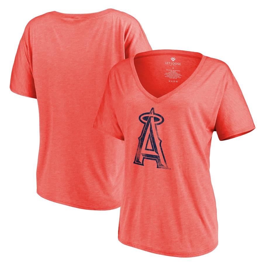 Los Angeles Angels Let Loose by RNL Women's Distressed Primary Logo T-Shirt - Red