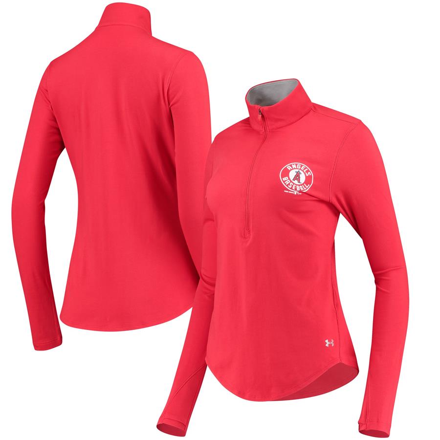 Los Angeles Angels Under Armour Women's Charged Cotton Half-Zip Pullover Jacket - Red