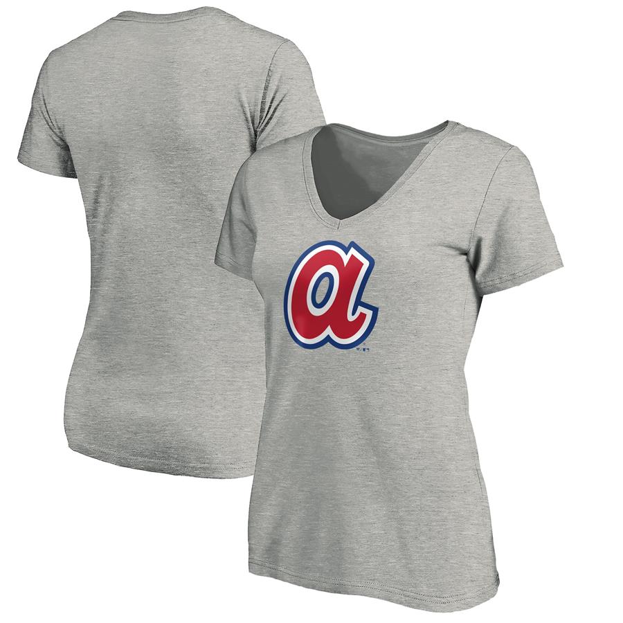 Atlanta Braves Fanatics Branded Women's Forbes V-Neck T-Shirt - Ash