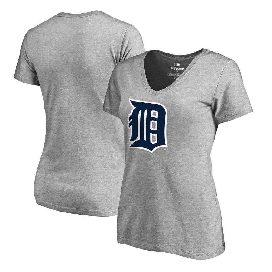 Detroit Tigers Fanatics Branded Women's Forbes V-Neck T-Shirt - Ash