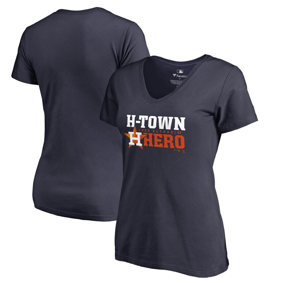 Jose Altuve Houston Astros Fanatics Branded Women's Player Hometown Collection V-Neck T-Shirt - Navy