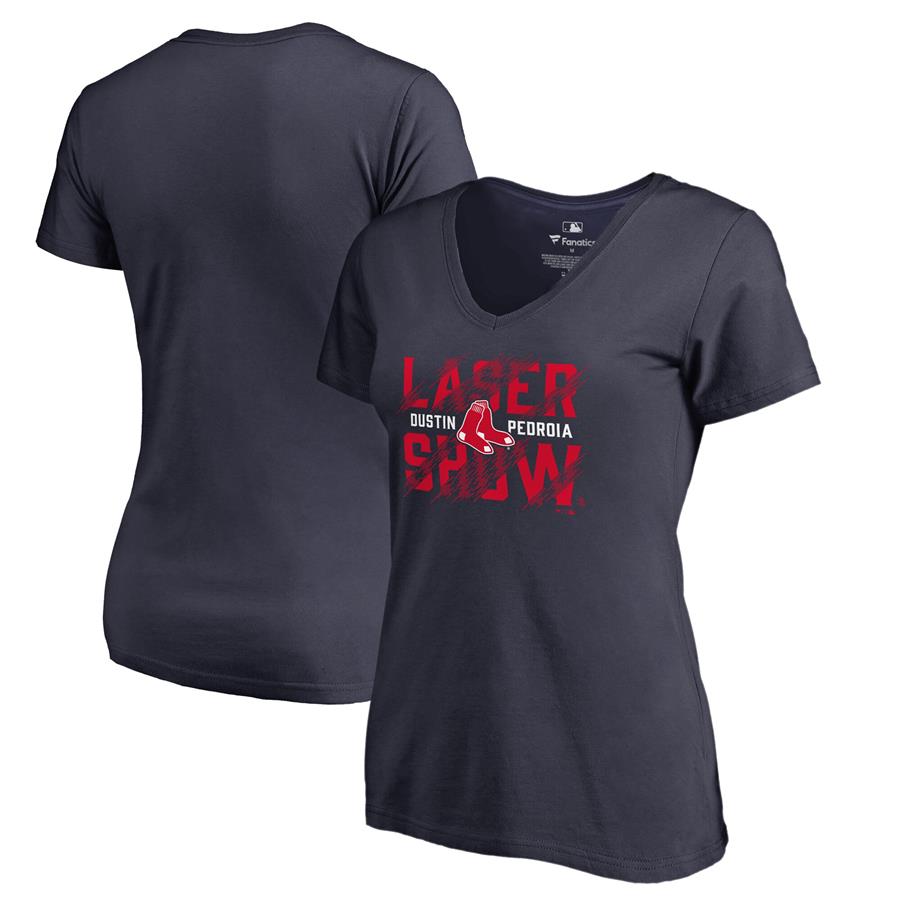 Dustin Pedroia Boston Red Sox Fanatics Branded Women's Player Hometown Collection V-Neck T-Shirt - Navy