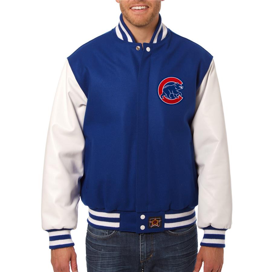 Chicago Cubs JH Design Wool Leather Full-Snap Jacket - Royal