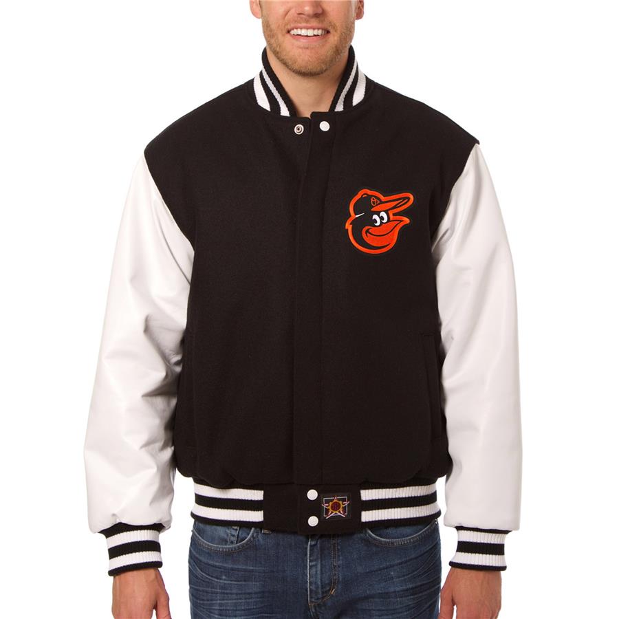 Baltimore Orioles JH Design Wool Leather Full-Snap Jacket - Black