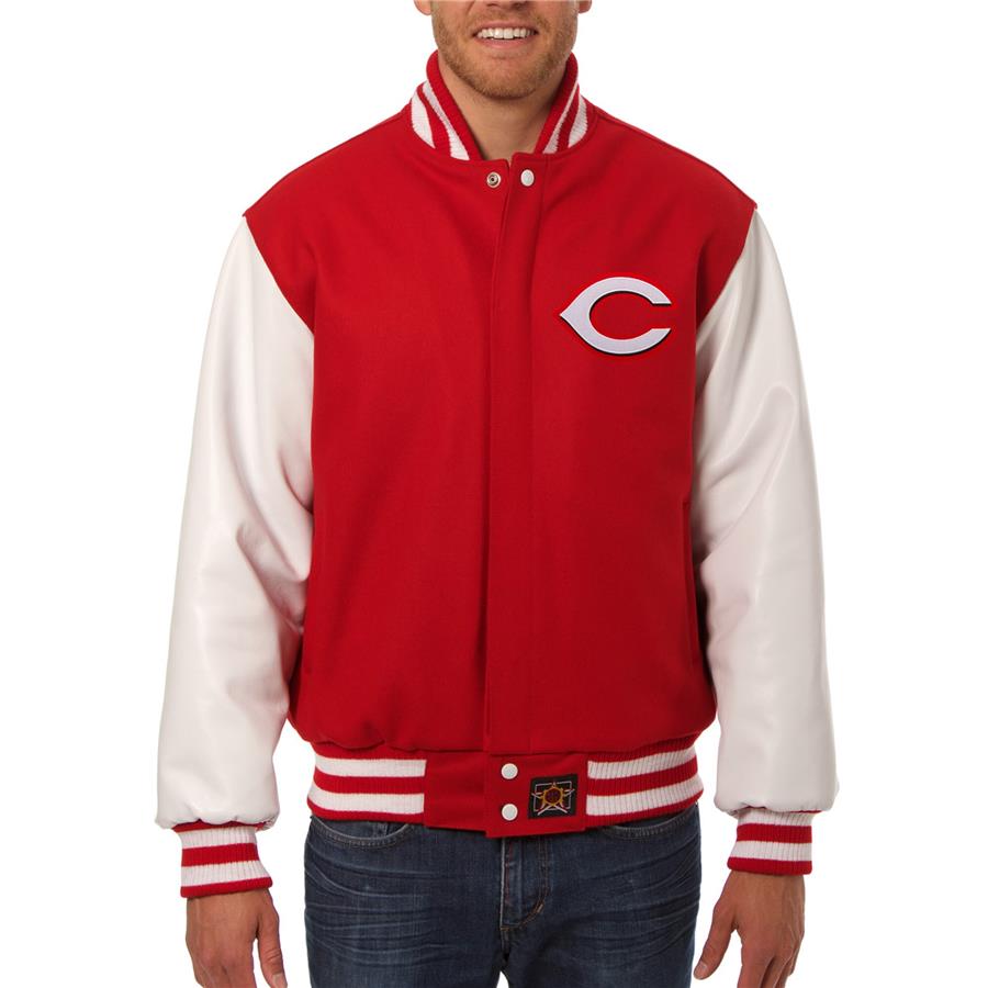 Cincinnati Reds JH Design Wool Leather Full-Snap Jacket - Red