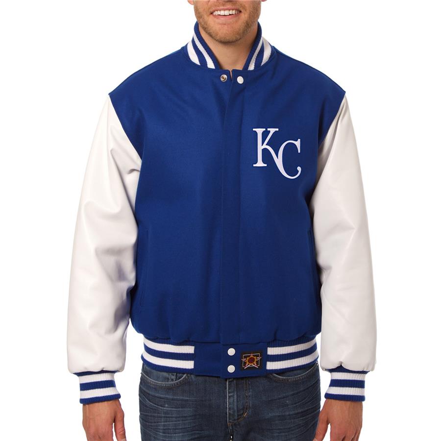Kansas City Royals JH Design Wool Leather Full-Snap Jacket - Royal