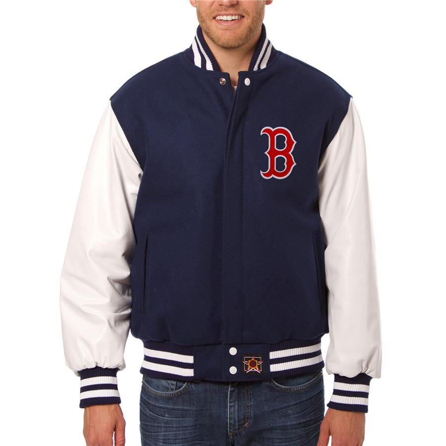Boston Red Sox JH Design Wool Leather Full-Snap Jacket - Navy