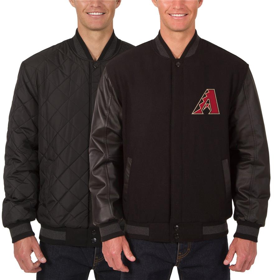 Arizona Diamondbacks JH Design Wool Leather Reversible Full-Snap Jacket - Black
