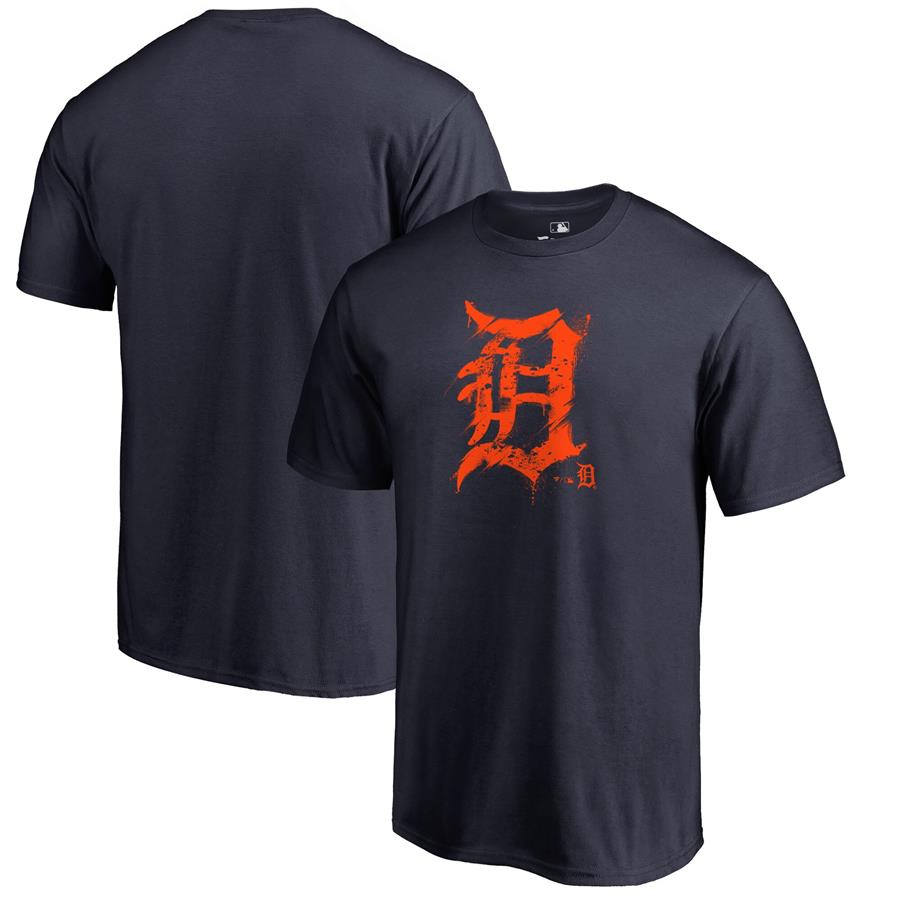 Detroit Tigers Fanatics Branded Splatter Logo T-Shirt - Navy