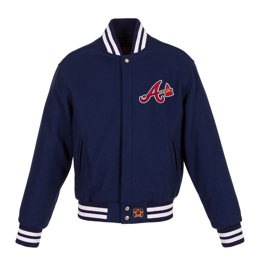 Atlanta Braves JH Design Women's Embroidered Logo All-Wool Jacket - Navy