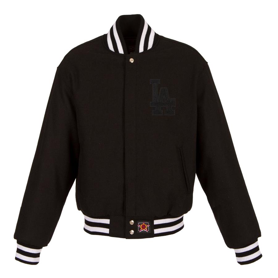 Los Angeles Dodgers JH Design Women's Embroidered Logo All-Wool Jacket - Black
