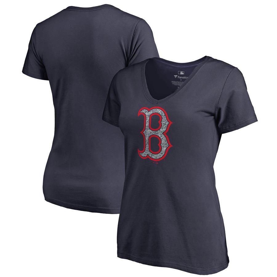 Boston Red Sox Fanatics Branded Women's Static Logo V-Neck T-Shirt - Navy