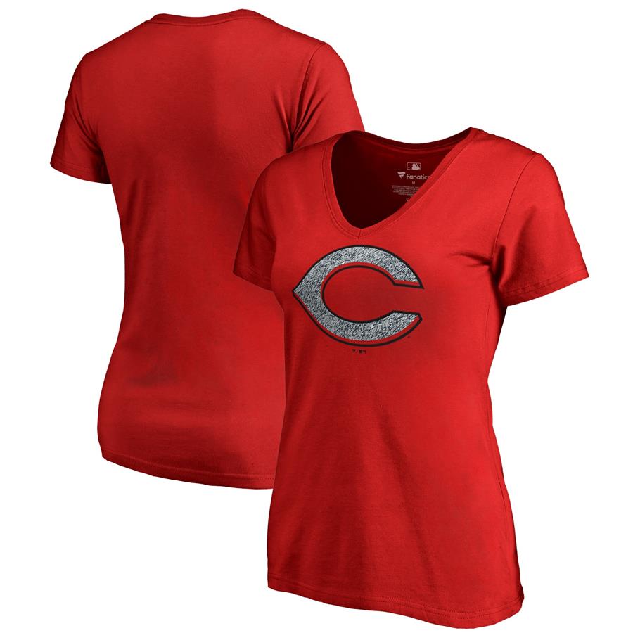 Cincinnati Reds Fanatics Branded Women's Static Logo V-Neck T-Shirt - Red