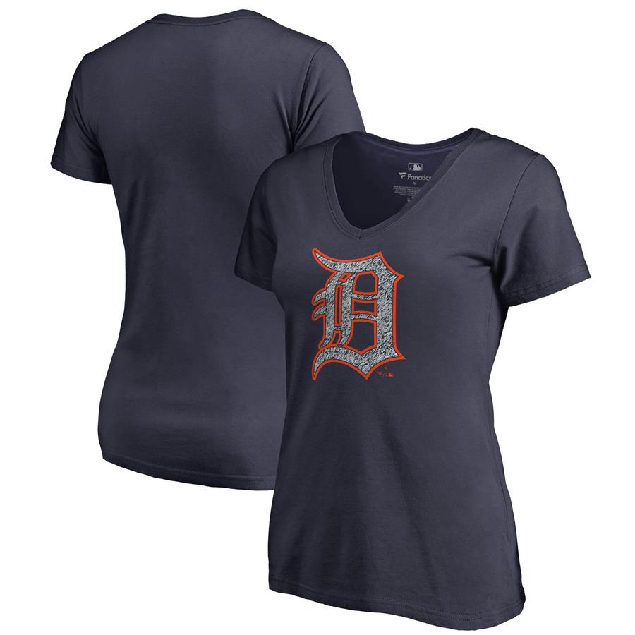 Detroit Tigers Fanatics Branded Women's Static Logo V-Neck T-Shirt - Navy