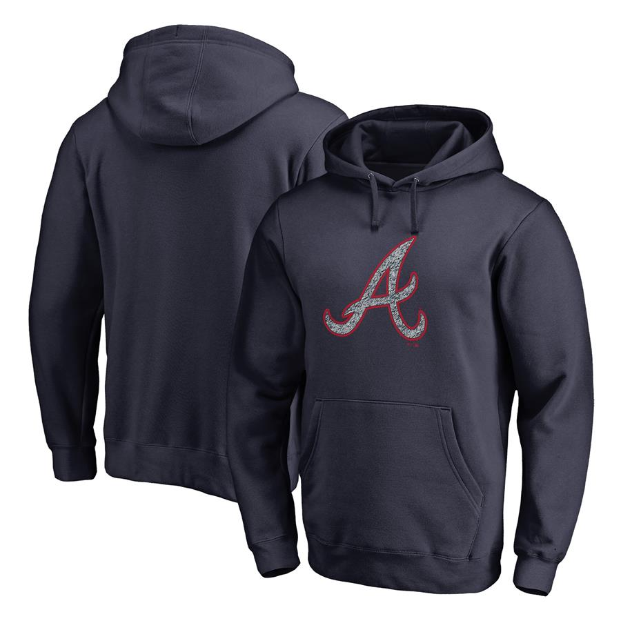 Atlanta Braves Fanatics Branded Static Logo Pullover Hoodie - Navy