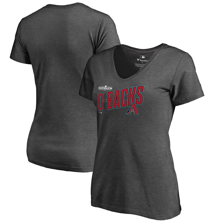Arizona Diamondbacks Fanatics Branded Women's 2017 Postseason Bleachers V-Neck T-Shirt - Heather Gray