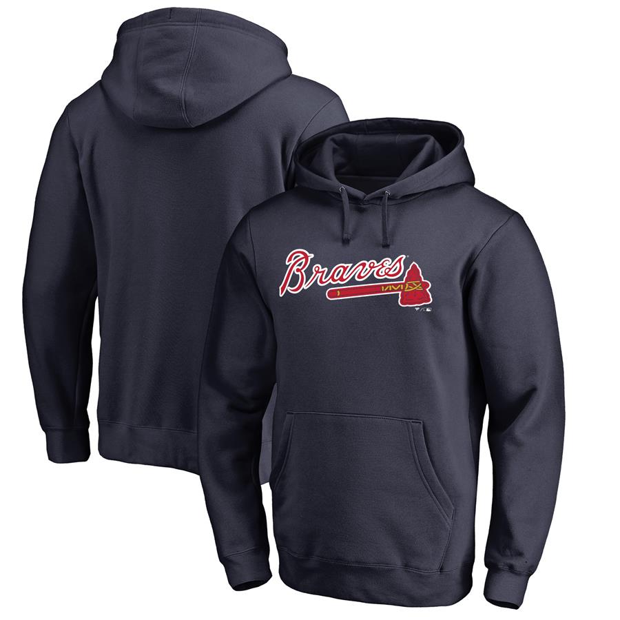 Atlanta Braves Fanatics Branded Team Wordmark Pullover Hoodie - Navy