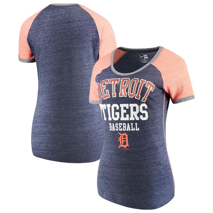 Detroit Tigers 5th & Ocean by New Era Women's Jersey Tri-Blend Raglan T-Shirt - Navy