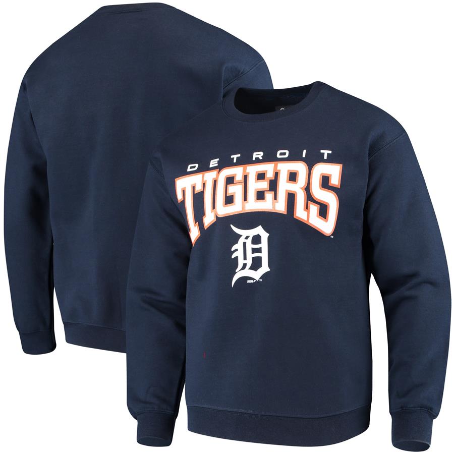 Detroit Tigers Stitches Pullover Crew Sweatshirt - Navy