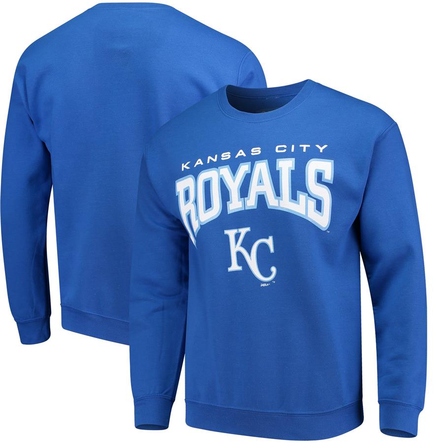 Kansas City Royals Stitches Pullover Crew Sweatshirt - Royal