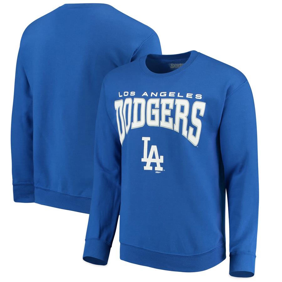 Los Angeles Dodgers Stitches Pullover Crew Sweatshirt - Royal