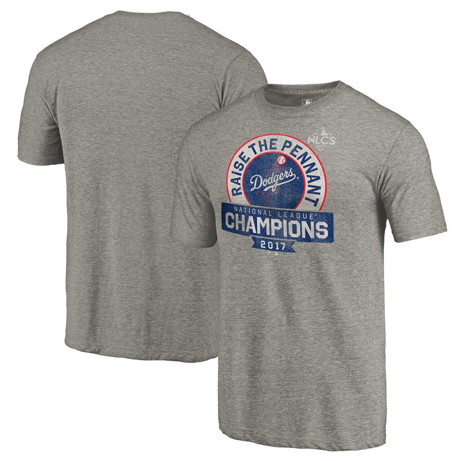 Los Angeles Dodgers Fanatics Branded 2017 National League Champions Fly Ball Tri-Blend T-Shirt - Gray