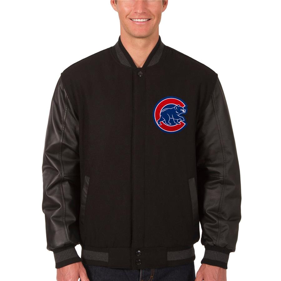 Chicago Cubs JH Design Wool & Leather Reversible Jacket - Black