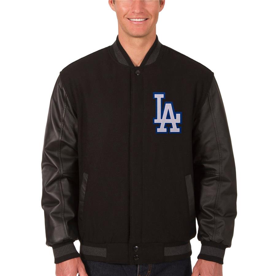 Los Angeles Dodgers JH Design Wool & Leather Reversible Jacket - Black