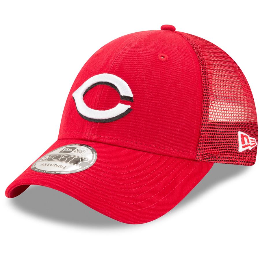 Cincinnati Reds New Era Trucker 9FORTY Adjustable Snapback Hat - Red