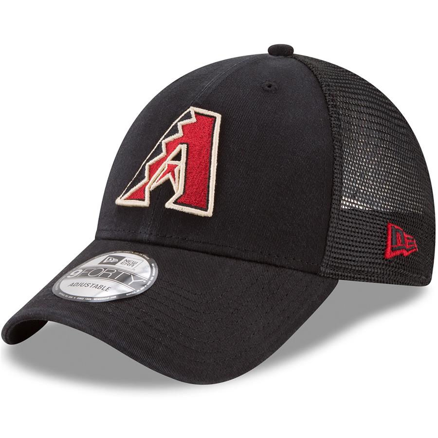 Arizona Diamondbacks New Era Trucker 9FORTY Adjustable Snapback Hat - Black