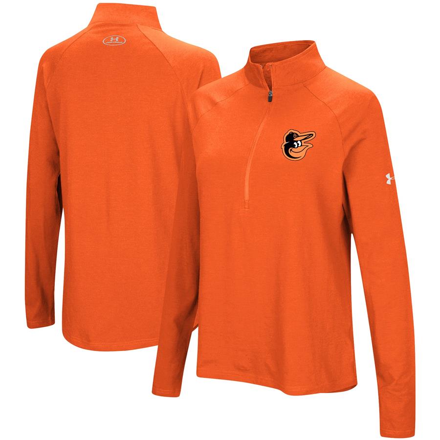 Baltimore Orioles Under Armour Women's Passion Performance Tri-Blend Raglan Half-Zip Pullover Jacket - Orange