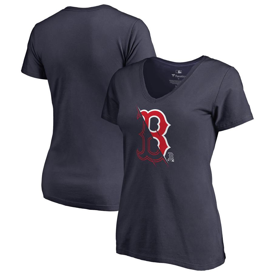 Boston Red Sox Fanatics Branded Women's X-Ray V-Neck T-Shirt - Navy