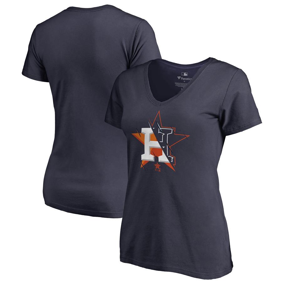 Houston Astros Fanatics Branded Women's X-Ray V-Neck T-Shirt - Navy