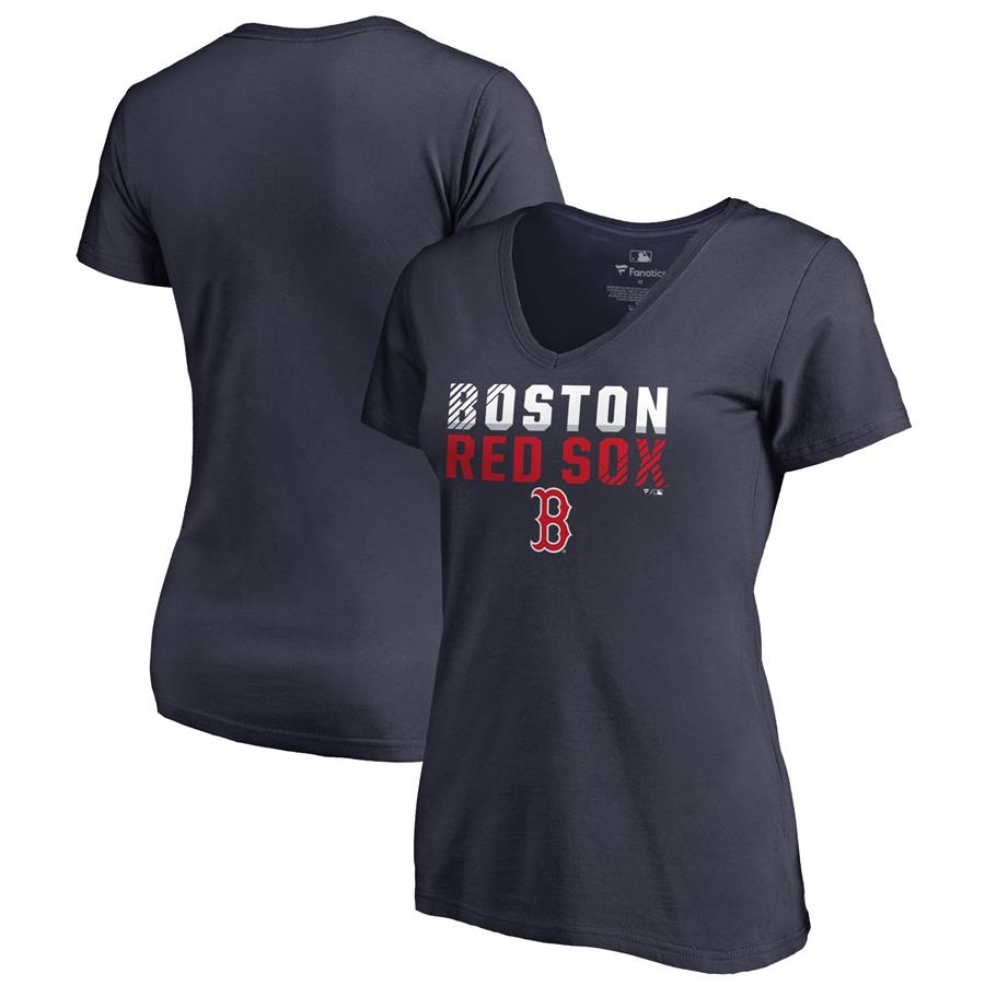 Boston Red Sox Fanatics Branded Women's Fade Out V-Neck T-Shirt - Navy