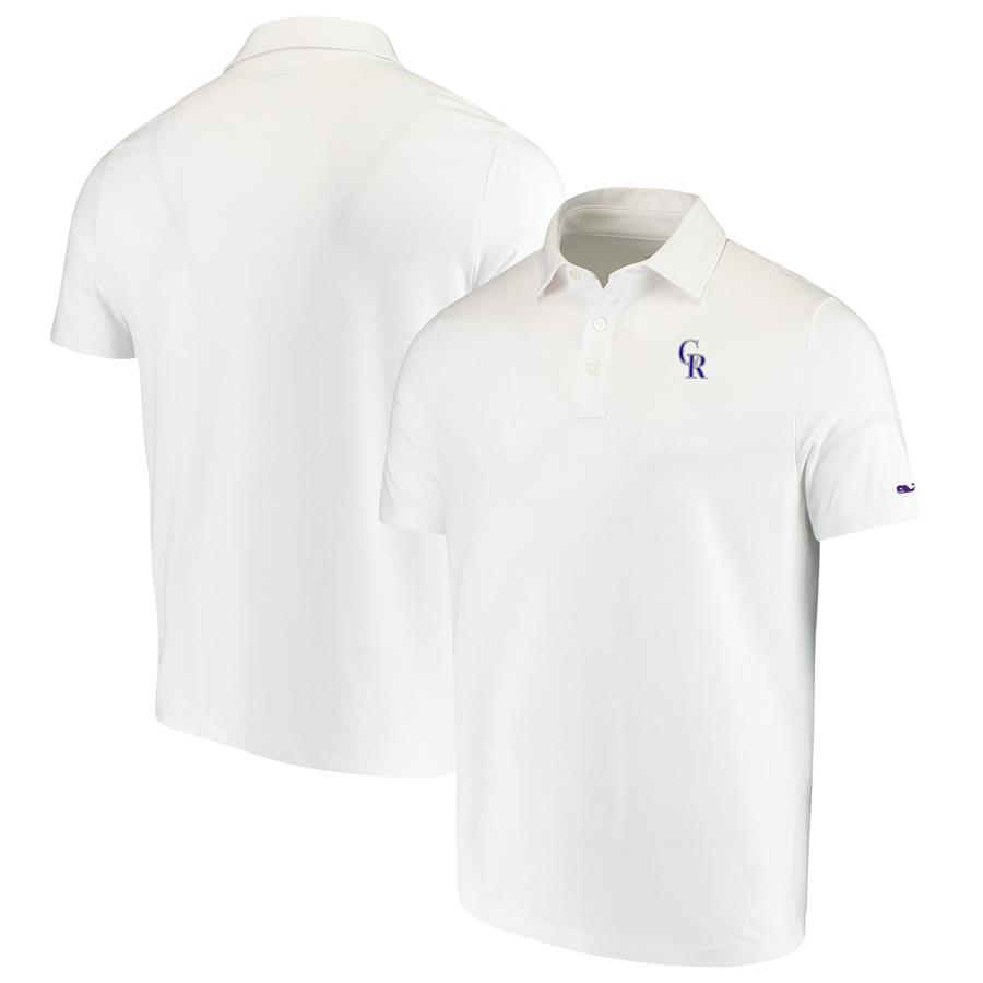 Colorado Rockies Vineyard Vines Solid Edgartown Tri-Blend Polo - White