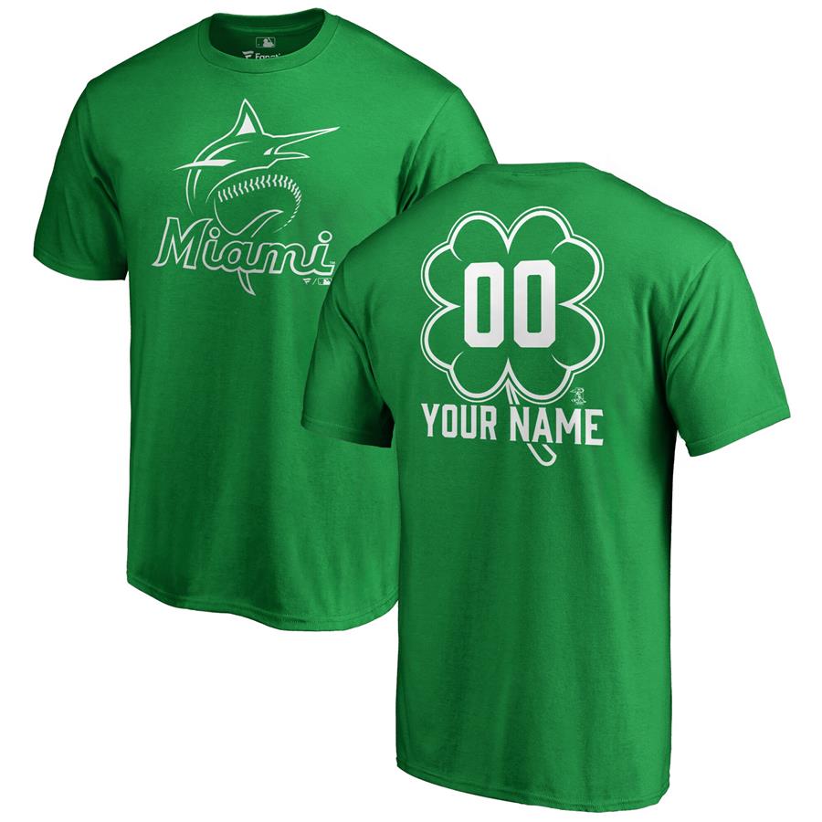 Miami Marlins Fanatics Branded Dubliner Personalized Name & Number T-Shirt - Kelly Green