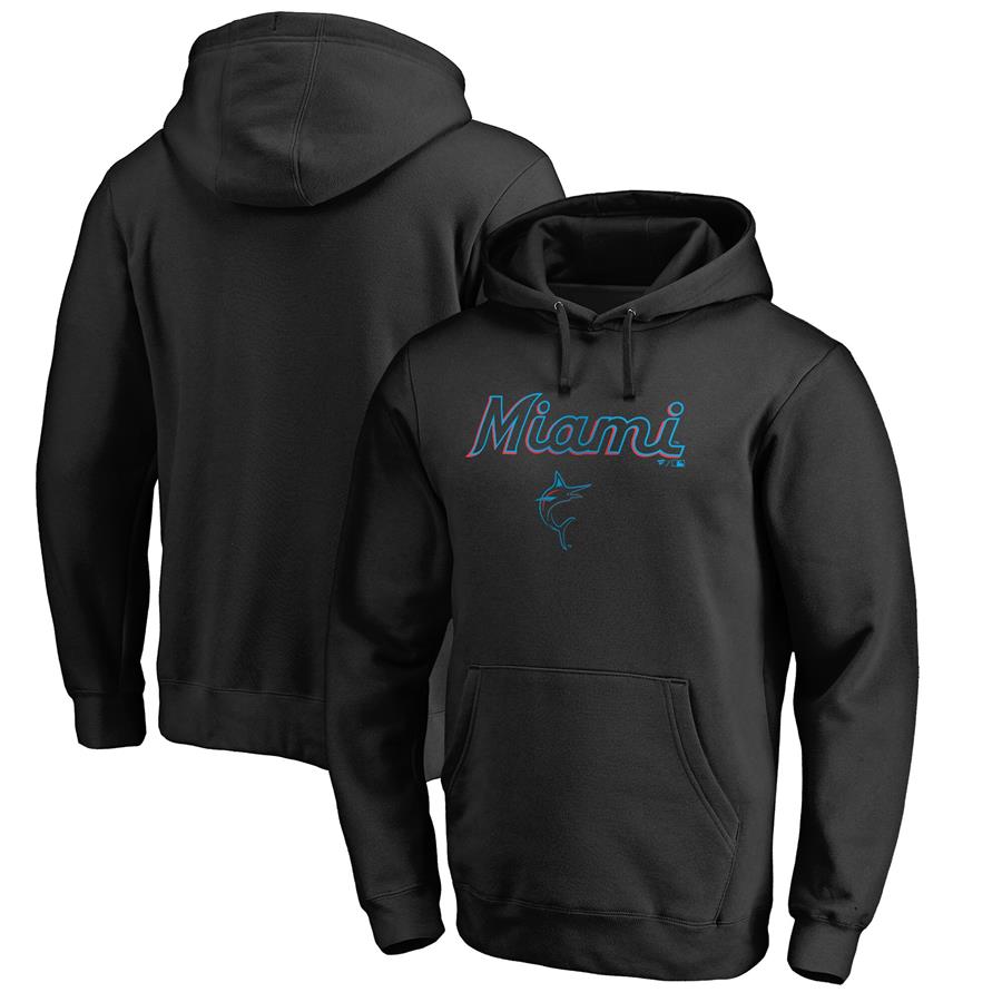 Miami Marlins Fanatics Branded Team Lockup Pullover Hoodie - Black