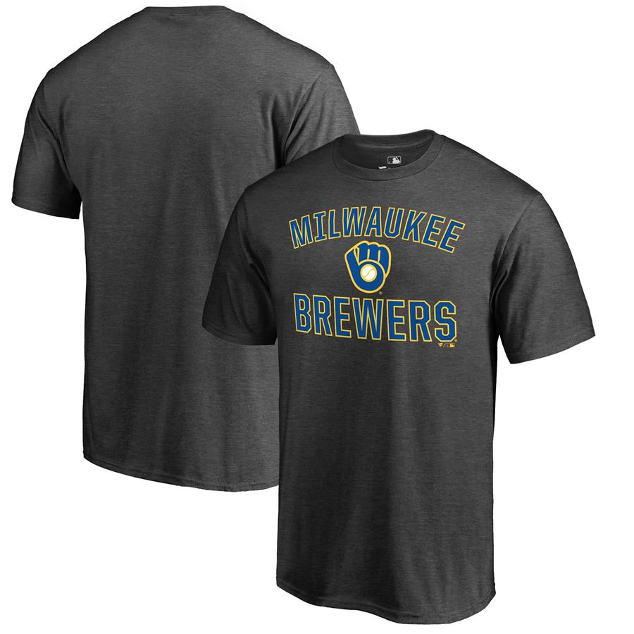 Milwaukee Brewers Fanatics Branded Core Basics Victory Arch T-Shirt - Heathered Gray