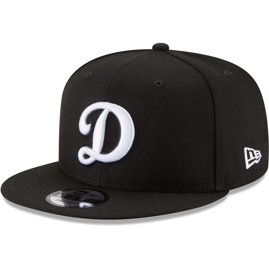Los Angeles Dodgers New Era Alternate Logo Black & White 9FIFTY Snapback Hat - Black