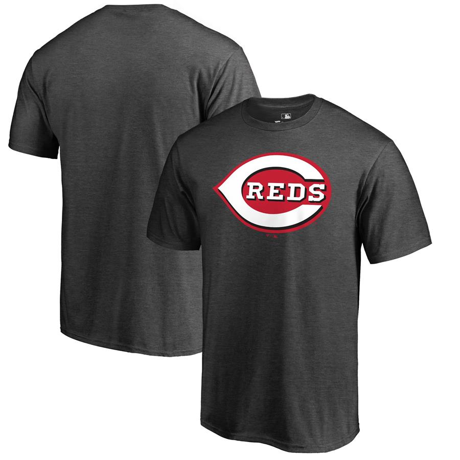 Cincinnati Reds Fanatics Branded Primary Logo T-Shirt - Heathered Charcoal