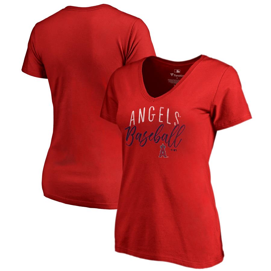 Los Angeles Angels Fanatics Branded Women's Graceful V-Neck T-Shirt - Red