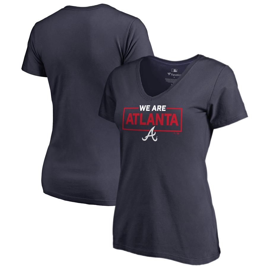 Atlanta Braves Fanatics Branded Women's We Are Icon V-Neck T-Shirt - Navy