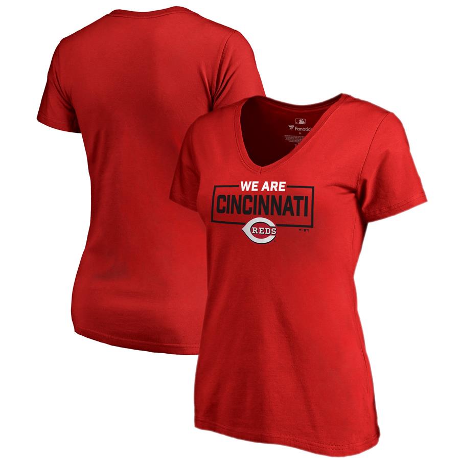 Cincinnati Reds Fanatics Branded Women's We Are Icon V-Neck T-Shirt - Red