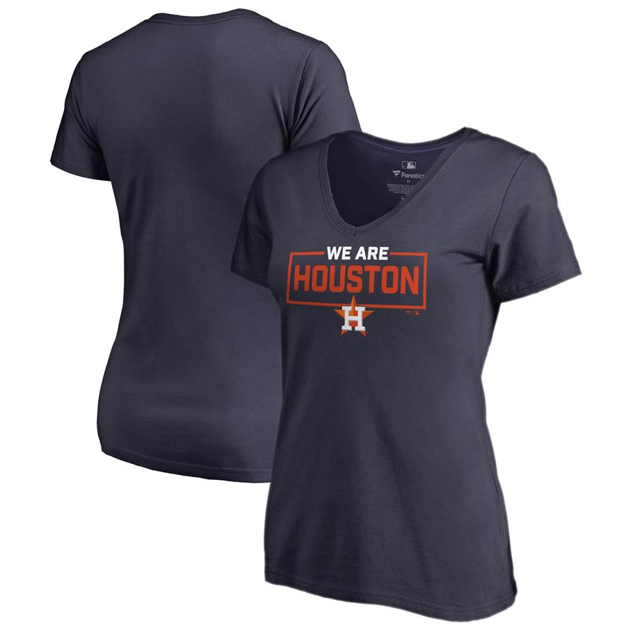 Houston Astros Fanatics Branded Women's We Are Icon V-Neck T-Shirt - Navy