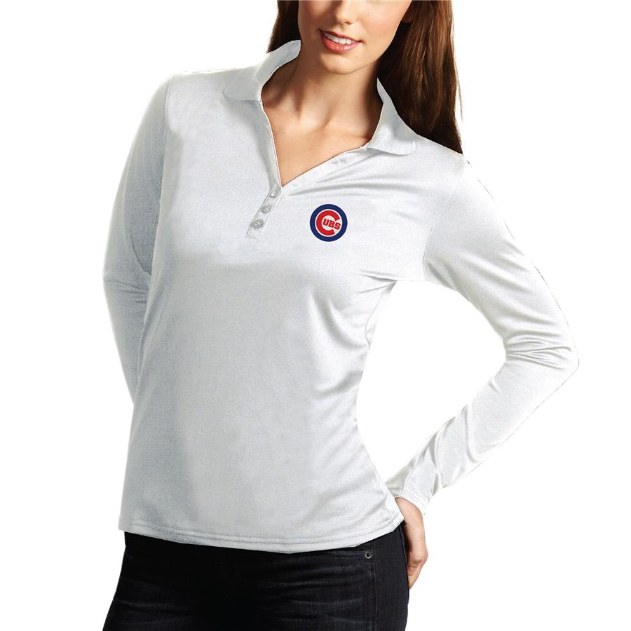 Женское поло с длинным рукавом Chicago Cubs Antigua Desert Dry Xtra Lite Exceed (белый)