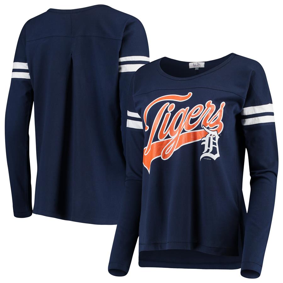 Detroit Tigers Touch by Alyssa Milano Women's Free Agent Long Sleeve Boat Neck T-Shirt - Navy