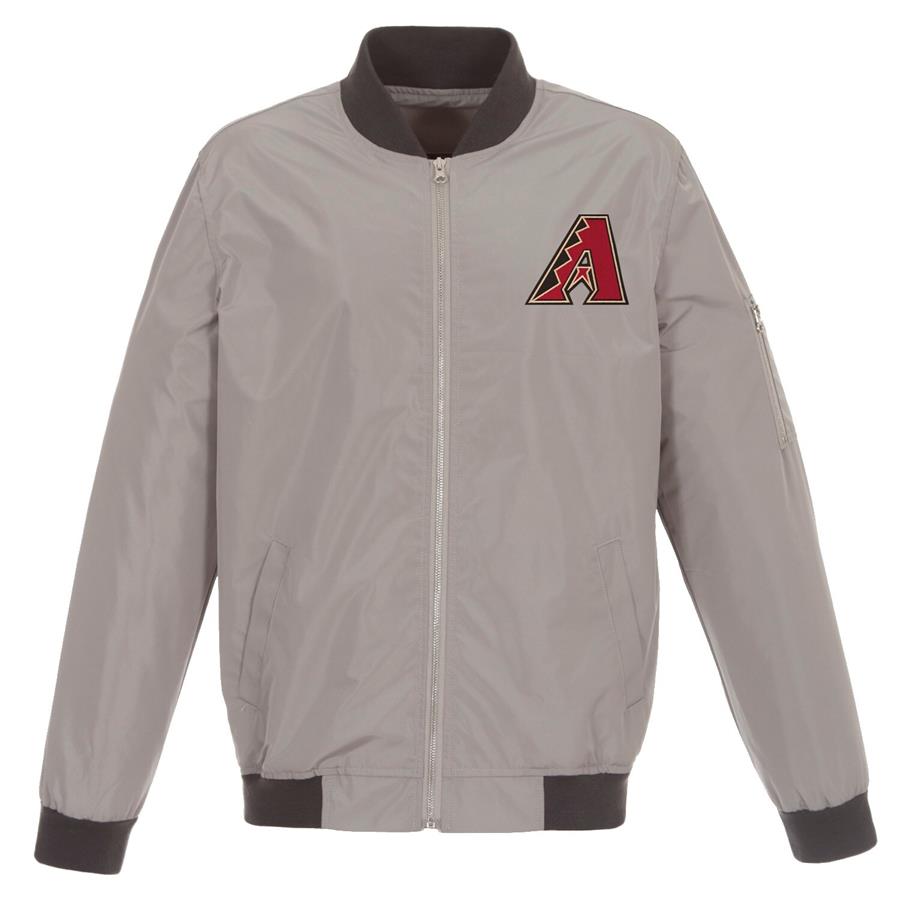 Arizona Diamondbacks JH Design Lightweight Nylon Bomber Jacket - Gray